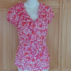 Banana Republic Ruffle Button Up Top